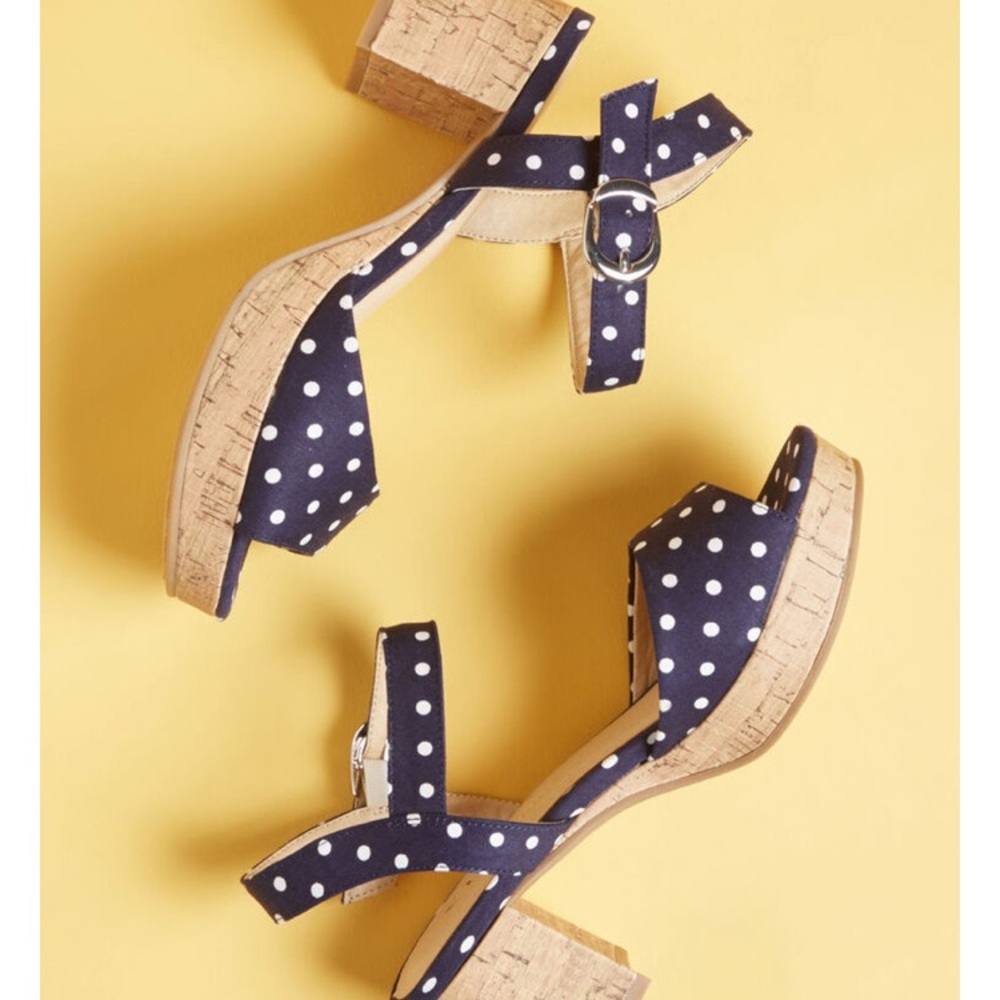 Platform polka dot heels